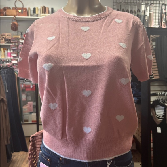 Pink Heart Pattern Sweater - Picture 7 of 9